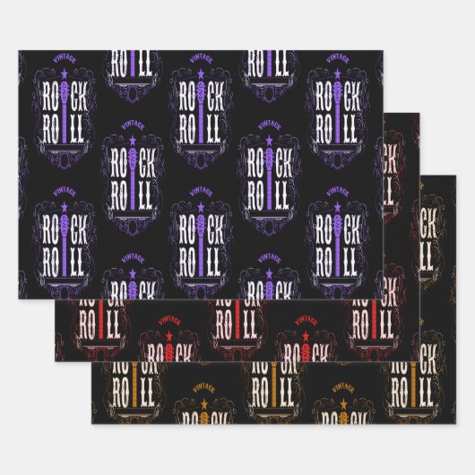 ヴィンテージロックンロール ラッピングペーパーシート (セット)