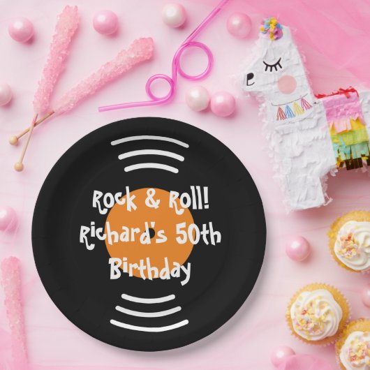 ヴィンテージロック転がテーマ誕生日会カスタム ペーパープレート (パーティー)