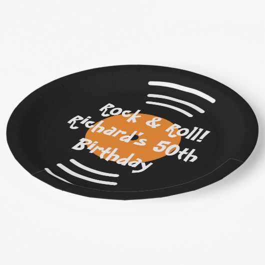 ヴィンテージロック転がテーマ誕生日会カスタム ペーパープレート (アングル)