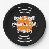ヴィンテージロック転がテーマ誕生日会カスタム ペーパープレート (正面)