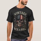 ヴィンテージロック スカル USAフラグ ギターTシャツ Tシャツ (正面)