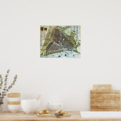 ヴィンテージロッテルダムの市地図 ポスター (キッチン)