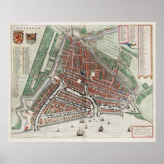 ヴィンテージロッテルダムオランダの地図(1649) 2 ポスター (正面)