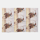 ヴィンテージロデオカウボーイブロンクライダー キッチンタオル (横)