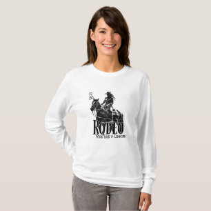 ヴィンテージロデオビベス – 白黒女性のカーボーイ Tシャツ