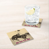 ヴィンテージロデオ女性のカーボーイオンバッキング写真 スクエアペーパーコースター (インサイチュ)