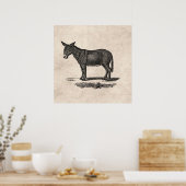 ヴィンテージロバイラストレーション- 1800のロバ ポスター (キッチン)