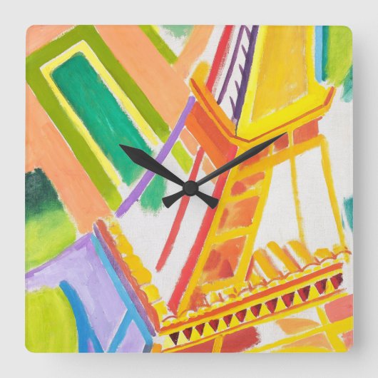 ヴィンテージロバートドローネーズエッフェルタワーアート スクエア壁時計 (正面)