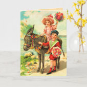 ヴィンテージロバ誕生日カード カード (黄色い花)