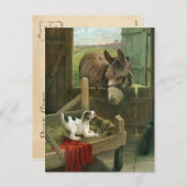 ヴィンテージロバ&パピードインマンガーオールド納屋周囲の庭 シーズンポストカード (正面/裏面)