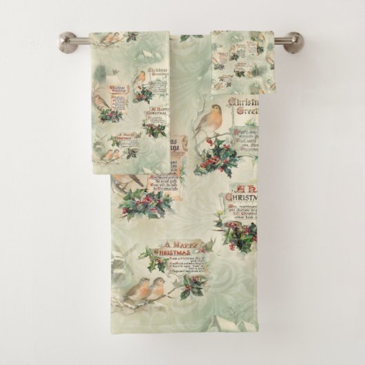 ヴィンテージロビンスとクリスマスの挨拶 バスタオルセット (インサイチュ)