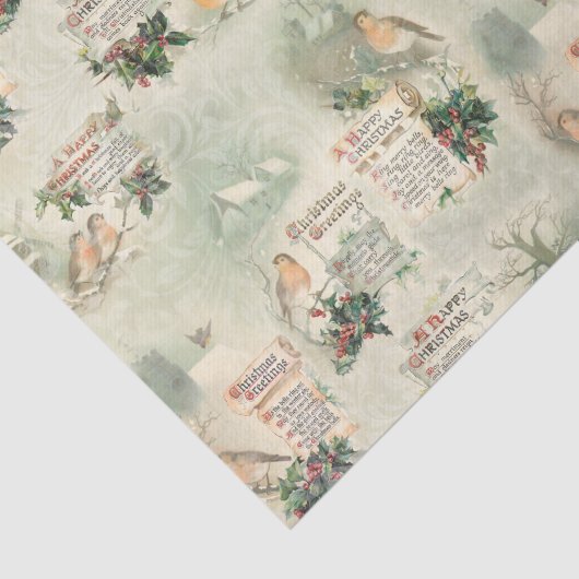 ヴィンテージロビンスとクリスマスの挨拶 薄葉紙 (詳細)