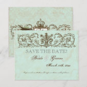 ヴィンテージロビンズエッグブルークラウンスワールフローリッシュ セーブザデート (正面/裏面)