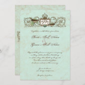 ヴィンテージロビンズエッグブルークラウンスワールフローリッシュ 招待状 (正面/裏面)