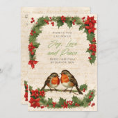 ヴィンテージロビンバーズクリスマスリースホリデーカード シーズンカード (正面/裏面)