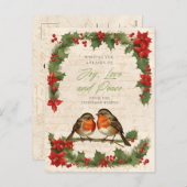 ヴィンテージロビンバーズクリスマスリース シーズンポストカード (正面/裏面)