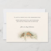 ヴィンテージロビン雪の中でクリスマスの挨拶 シーズンカード (裏面)