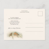 ヴィンテージロビン雪の中でクリスマスの挨拶 ポストカード (裏面)