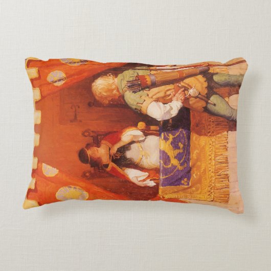 ヴィンテージロビン・フッドがNCワイエスのメイド・マリアンに出会う アクセントクッション (裏面)