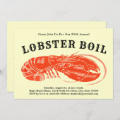 ヴィンテージロブスターの沸騰または焼き招待状テンプレート 招待状 (正面/裏面)