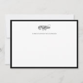 ヴィンテージロブスターイラストレーションパーソナライズされたブラック ノートカード (正面)