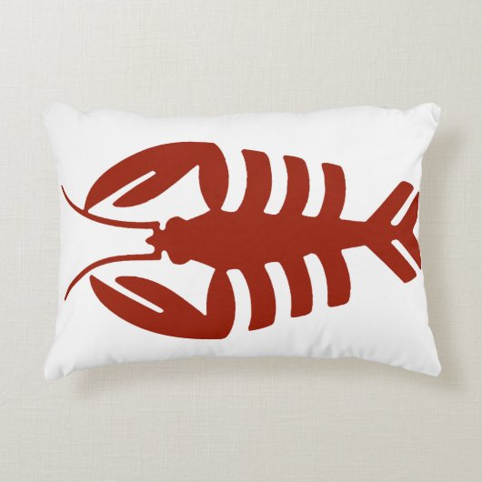 ヴィンテージロブスターイン赤、アールデコシーフード アクセントクッション (正面)