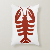 ヴィンテージロブスターイン赤、アールデコシーフード アクセントクッション (正面(垂直))