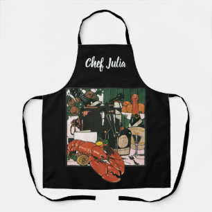 ヴィンテージロブスターシャンパンファンシーエレガントパーティー エプロン