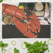 ヴィンテージロブスターシャンパンファンシーエレガントパーティー キッチンタオル (折り畳み)