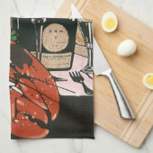 ヴィンテージロブスターシャンパンファンシーエレガントパーティー キッチンタオル (四つ折り)