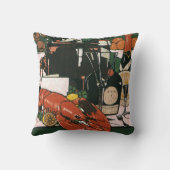 ヴィンテージロブスターシャンパンファンシーエレガントパーティー クッション (裏面)