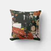 ヴィンテージロブスターシャンパンファンシーエレガントパーティー クッション (正面)