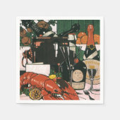 ヴィンテージロブスターシャンパンファンシーエレガントパーティー スタンダードカクテルナプキン (正面)