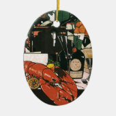 ヴィンテージロブスターシャンパンファンシーエレガントパーティー セラミックオーナメント (正面)