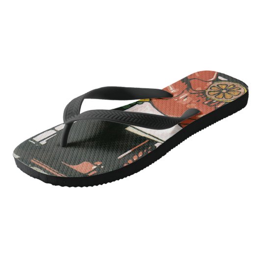 ヴィンテージロブスターシャンパンファンシーエレガントパーティー ビーチサンダル (アングル)