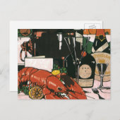ヴィンテージロブスターシャンパンファンシーエレガントパーティー ポストカード (正面/裏面)