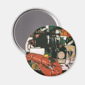 ヴィンテージロブスターシャンパンファンシーエレガントパーティー マグネット (正面/裏面)