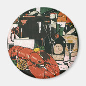 ヴィンテージロブスターシャンパンファンシーエレガントパーティー マグネット (正面)