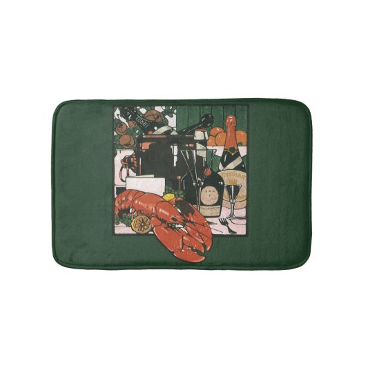 ヴィンテージロブスターシャンパーニュファンシーエレガントパーティー バスマット (正面)