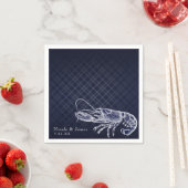 ヴィンテージロブスターネイビーブルーエレガントシック披露宴 スタンダードカクテルナプキン (インサイチュ)