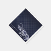 ヴィンテージロブスターネイビーブルーエレガントシック披露宴 スタンダードカクテルナプキン (角)