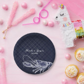 ヴィンテージロブスターネイビーブルーエレガントシック披露宴 ペーパープレート (パーティー)