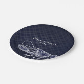 ヴィンテージロブスターネイビーブルーエレガントシック披露宴 ペーパープレート (アングル)