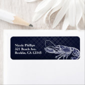 ヴィンテージロブスターネイビーブルーエレガントシック招待状 ラベル (インサイチュ)