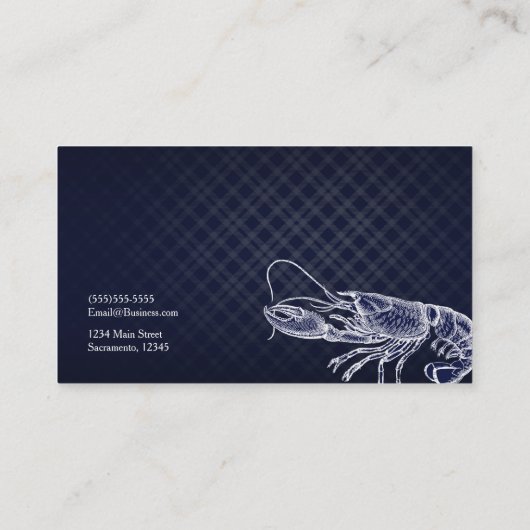 ヴィンテージロブスターネイビーブルーエレガントシーフードカスタム 名刺 (裏面)