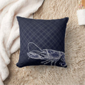 ヴィンテージロブスターネイビーブルーエレガントシーフード海 クッション (ブランケット)