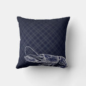 ヴィンテージロブスターネイビーブルーエレガントシーフード海 クッション (裏面)