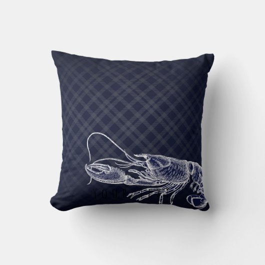 ヴィンテージロブスターネイビーブルーエレガントシーフード海 クッション (正面)