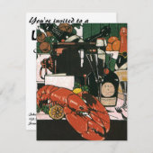 ヴィンテージロブスターフェストシャンパーニュエレガントパーティー 招待状 (正面/裏面)