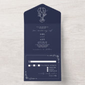 ヴィンテージロブスターブルーRSVPファーム結婚ズ オールインワン招待状 (内側)